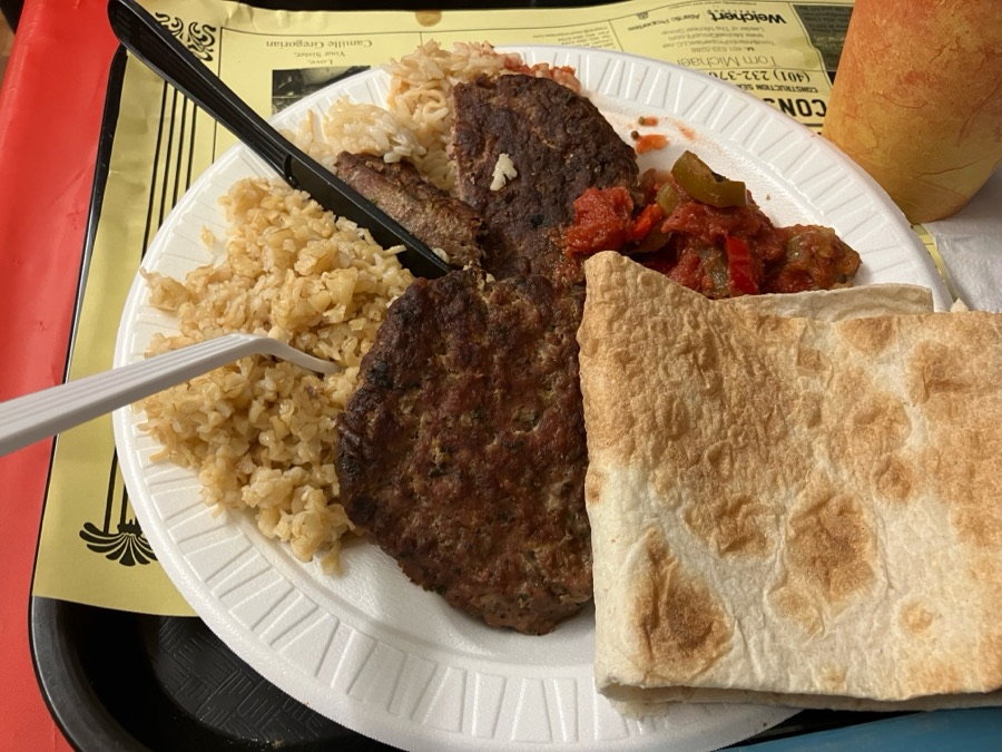 The losh dinner plate with pilaf and lavash